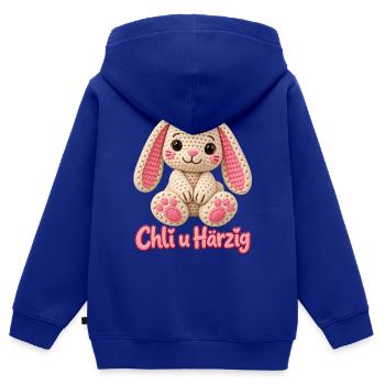 Häkelhase mit Herzchen - Kinder Premium Organic Zip Hoodie - Royalblau - Hinten - AI Model Kid Male (0cm)