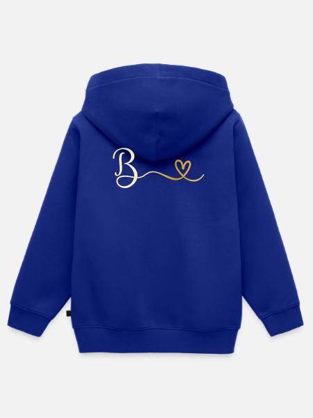 Buchstabe B Monogramm mit Herz - Kinder Premium Organic Zip Hoodie - Royalblau
