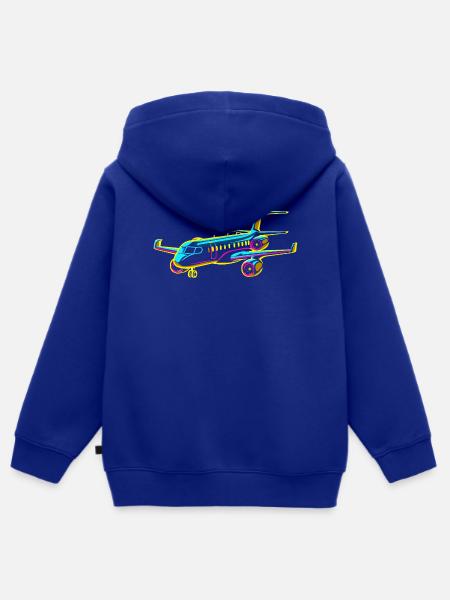 Flugzeug Comic Stil - Kinder Premium Organic Zip Hoodie - Royalblau