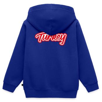 Aufkleber Flagge der Türkei Türkei Tuerkei Turquie - Kinder Premium Organic Zip Hoodie - Royalblau - Hinten - AI Model Kid Male (0cm)