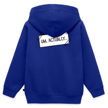 Um Actually Zettel Geklebt Nerd Klugscheißer Logo - Kinder Premium Organic Zip Hoodie - Royalblau - Hinten - AI Model Kid Male (0cm)