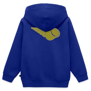 Motif d’escargot spirale olivier - Sweat Premium à capuche zippé enfant bio - bleu roi - Dos - AI Model Kid Male (0cm)