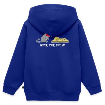 Gib niemals auf, niemals auf - Kinder Premium Organic Zip Hoodie - Royalblau - Hinten - AI Model Kid Male (0cm)