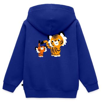 Kleine und große Tiger von Cheerful Madness!! - Kinder Premium Organic Zip Hoodie - Royalblau - Hinten - AI Model Kid Male (0cm)