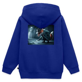 Détective Fox - Sweat Premium à capuche zippé enfant bio - bleu roi - Dos - AI Model Kid Male (0cm)