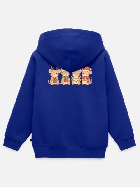 Mäuse Kinder Jungen Mädchen Weihnachtsmäuse - Kinder Premium Organic Zip Hoodie - Royalblau