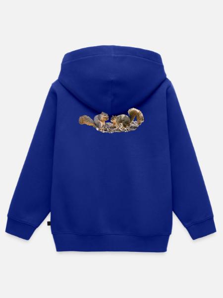 Eichhörnchen Paar mit Nuss Östliches Fuchshörnchen - Kinder Premium Organic Zip Hoodie - Royalblau