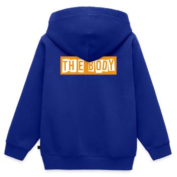 Le corps - Sweat Premium à capuche zippé enfant bio - bleu roi - Dos - AI Model Kid Male (0cm)