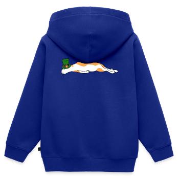 Atmossphères de Carnaval masque de Mardi Gras Cat paresseux endormis - Sweat Premium à capuche zippé enfant bio - bleu roi - Dos - AI Model Kid Male (0cm)