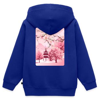 Japanische Kirschblüte Japanische Kunst - Kinder Premium Organic Zip Hoodie - Royalblau - Hinten - AI Model Kid Male (0cm)