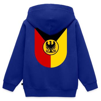 La patrie allemande - Sweat Premium à capuche zippé enfant bio - bleu roi - Dos - AI Model Kid Male (0cm)