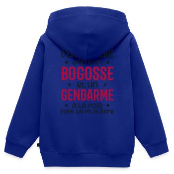 Es ist kompliziert, ein Bogosse und ein Gendarm zu sein - Kinder Premium Organic Zip Hoodie - Royalblau - Hinten - AI Model Kid Male (0cm)