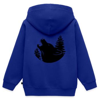 Wolf - Protection de la nature - Protection des animaux - Sweat Premium à capuche zippé enfant bio - bleu roi - Dos - AI Model Kid Male (0cm)