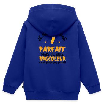 pas parfait mais je suis bricoleur - Sweat Premium à capuche zippé enfant bio - bleu roi - Dos - AI Model Kid Male (0cm)
