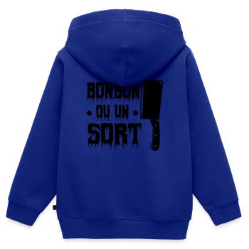 Des bonbons ou un sort - Sweat Premium à capuche zippé enfant bio - bleu roi - Dos - AI Model Kid Male (0cm)