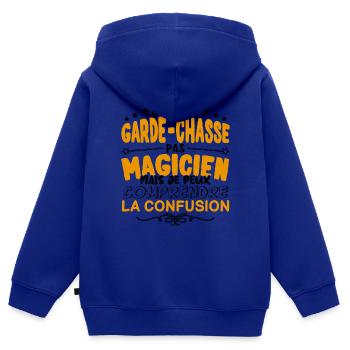 Garde-Chasse pas Magicien | le Meilleur Garde-Cha - Sweat Premium à capuche zippé enfant bio - bleu roi - Dos - AI Model Kid Male (0cm)