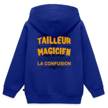 Tailleur pas Magicien | le Meilleur Tailleur cade - Sweat Premium à capuche zippé enfant bio - bleu roi - Dos - AI Model Kid Male (0cm)