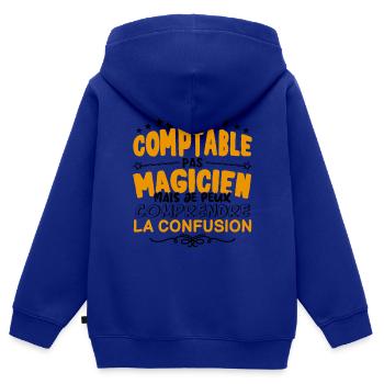 Comptable pas Magicien | le Meilleur Comptable ca - Sweat Premium à capuche zippé enfant bio - bleu roi - Dos - AI Model Kid Male (0cm)