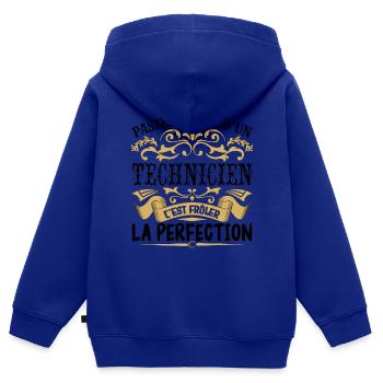 Technicien | le Meilleur cadeau Technicien - Sweat Premium à capuche zippé enfant bio - bleu roi - Dos - AI Model Kid Male (0cm)
