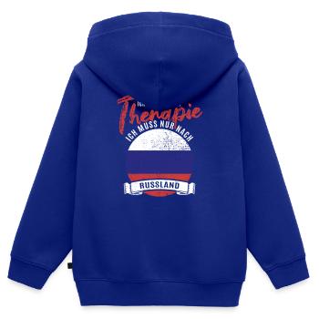 Ich brauche keine Therapie ich muss nach Russland - Kinder Premium Organic Zip Hoodie - Royalblau - Hinten - AI Model Kid Male (0cm)