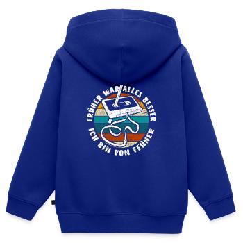 Kassette - Früher war alles besser - Retro - Kinder Premium Organic Zip Hoodie - Royalblau - Hinten - AI Model Kid Male (0cm)