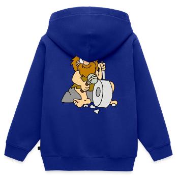 neanderthal cave man caveman steinzeit10 - Kids Premium Organic Zip-up Hoodie - royal blue - Back - AI Model Kid Male (0cm)