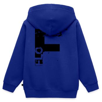 F as Flo - Kids Premium Organic Zip-up Hoodie - royal blue - Back - AI Model Kid Male (0cm)