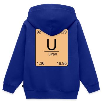 Uran, Periodensystem, Chemie, Physik, Element, Per - Kinder Premium Organic Zip Hoodie - Royalblau - Hinten - AI Model Kid Male (0cm)