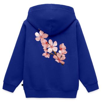 Kirschblüte - Kinder Premium Organic Zip Hoodie - Royalblau - Hinten - AI Model Kid Male (0cm)