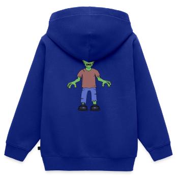 Zombie effrayé - Sweat Premium à capuche zippé enfant bio - bleu roi - Dos - AI Model Kid Male (0cm)