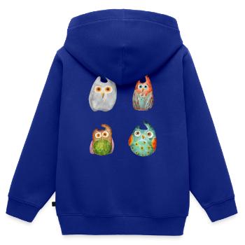Eule Uhu Tier Waldtier Steinkauz Schleiereulen Fun - Kinder Premium Organic Zip Hoodie - Royalblau - Hinten - AI Model Kid Male (0cm)