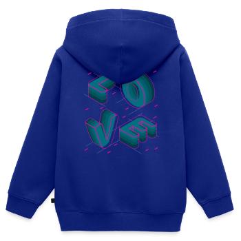 Graphique LOVE - Sweat Premium à capuche zippé enfant bio - bleu roi - Dos - AI Model Kid Male (0cm)