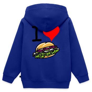 Lecker Bismarckbrötchen - I Love Bismarck Herz - Kinder Premium Organic Zip Hoodie - Royalblau - Hinten - AI Model Kid Male (0cm)
