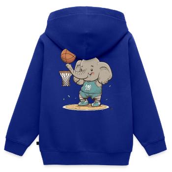 Éléphant de basket-ball - Sweat Premium à capuche zippé enfant bio - bleu roi - Dos - AI Model Kid Male (0cm)
