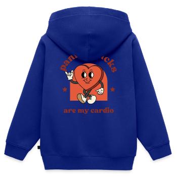 Les attaques de panique sont mon cardio. Drôle, mignon - Sweat Premium à capuche zippé enfant bio - bleu roi - Dos - AI Model Kid Male (0cm)