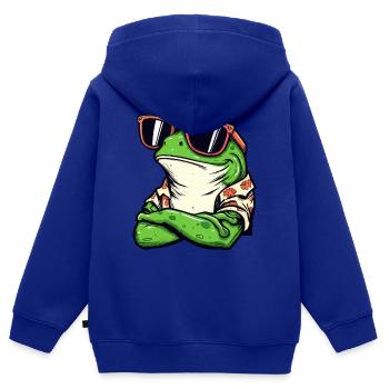 Grenouille fraîche - Sweat Premium à capuche zippé enfant bio - bleu roi - Dos - AI Model Kid Male (0cm)