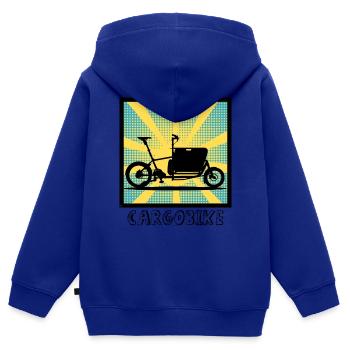 Popartstyle Cargo Bike, Cargo Bike - Kids Premium Organic Zip-up Hoodie - royal blue - Back - AI Model Kid Male (0cm)