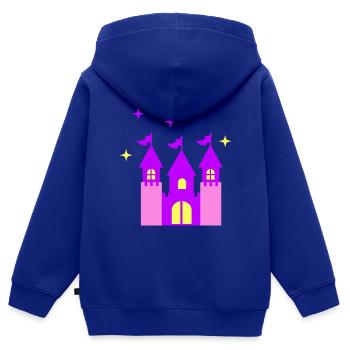 Château des Fées - Sweat Premium à capuche zippé enfant bio - bleu roi - Dos - AI Model Kid Male (0cm)