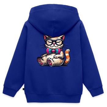 stilvolle Katze - Kinder Premium Organic Zip Hoodie - Royalblau - Hinten - AI Model Kid Male (0cm)