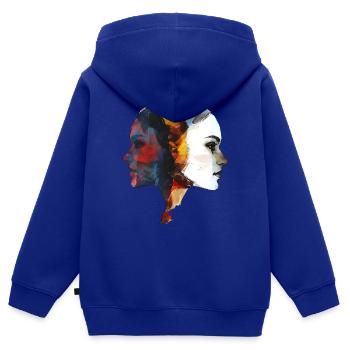 Die dunkle Seite als Teil der Persönlichkeit - Kinder Premium Organic Zip Hoodie - Royalblau - Hinten - AI Model Kid Male (0cm)