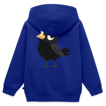 petit oiseau stupide - Sweat Premium à capuche zippé enfant bio - bleu roi - Dos - AI Model Kid Male (0cm)