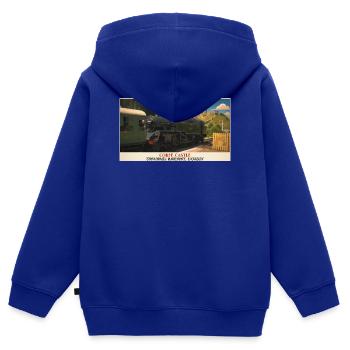 Corfe Castle Dampflok-Plakat - Kinder Premium Organic Zip Hoodie - Royalblau - Hinten - AI Model Kid Male (0cm)