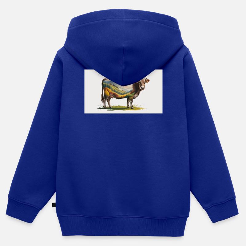 Tyrol - Sweat Premium à capuche zippé enfant bio - bleu roi