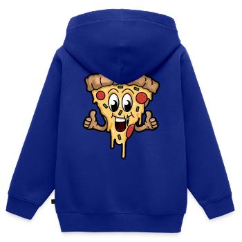 Tranche de pizza heureuse - Sweat Premium à capuche zippé enfant bio - bleu roi - Dos - AI Model Kid Male (0cm)