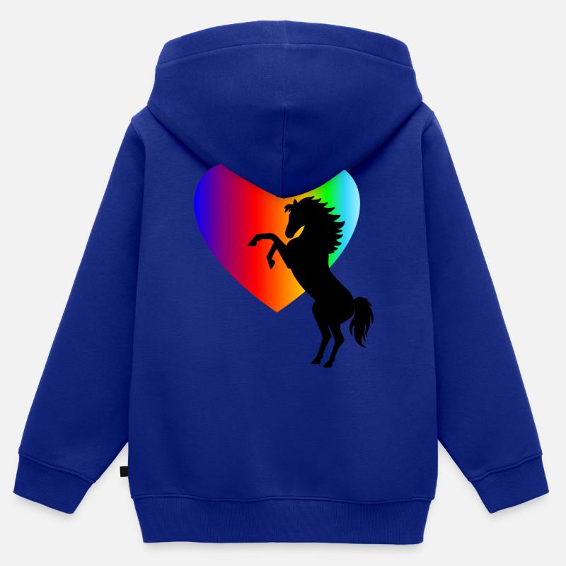 cheval croissant cheval amour des chevaux cadeau - Sweat Premium à capuche zippé enfant bio - bleu roi