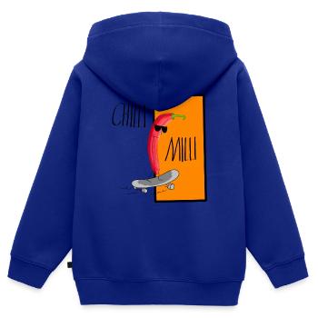 Chilli Milli 3D - Kinder Premium Organic Zip Hoodie - Royalblau - Hinten - AI Model Kid Male (0cm)