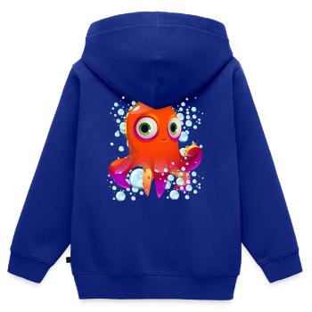 Bulles de poulpe - Sweat Premium à capuche zippé enfant bio - bleu roi - Dos - AI Model Kid Male (0cm)
