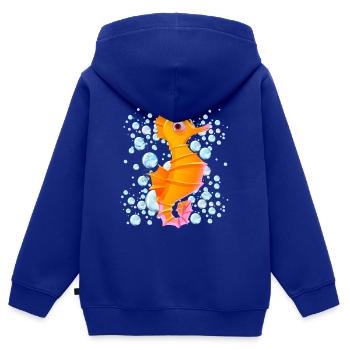 Bulles d’hippocampes - Sweat Premium à capuche zippé enfant bio - bleu roi - Dos - AI Model Kid Male (0cm)