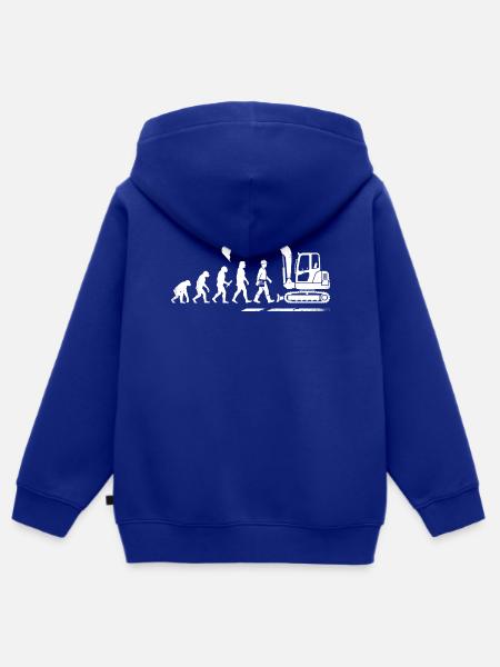 Evolution Bagger Baggerfahrer Bauarbeiter Mensch - Kinder Premium Organic Zip Hoodie - Royalblau