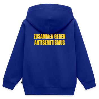 Zusammen Gegen antisemitismus  - Kinder Premium Organic Zip Hoodie - Royalblau - Hinten - AI Model Kid Male (0cm)